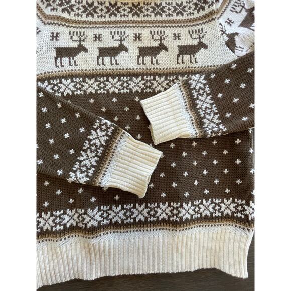 xs Vintage Demetre Pure Virgin Wool Sweater Reindeer Snowflakes Ski Sweater - Picture 4 of 16